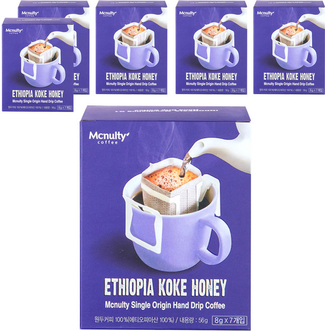 맥널티커피 에티오피아 코케 허니 핸드드립 원두, 8g, 7개입, 6개