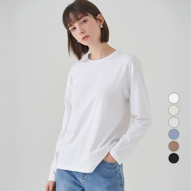 ELLE PARIS 여성 릴렉스핏 긴팔 티셔츠