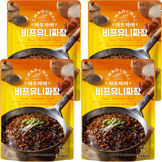 차오차이 비프 유니짜장, 180g, 4개
