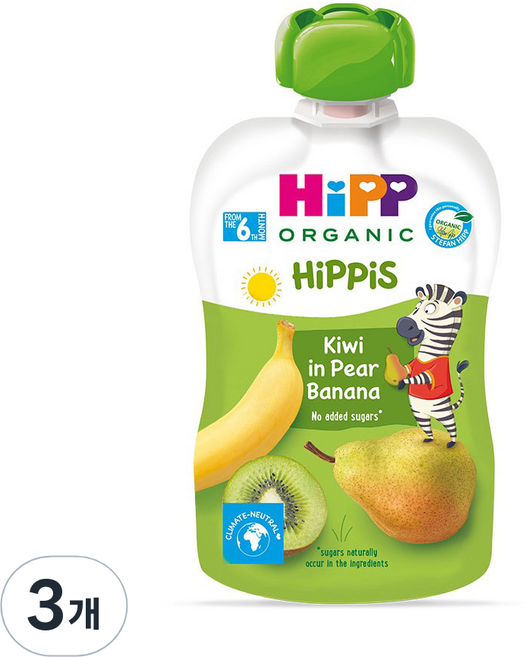 힙 이유식, 혼합맛(키위/페어/바나나), 100g, 3개