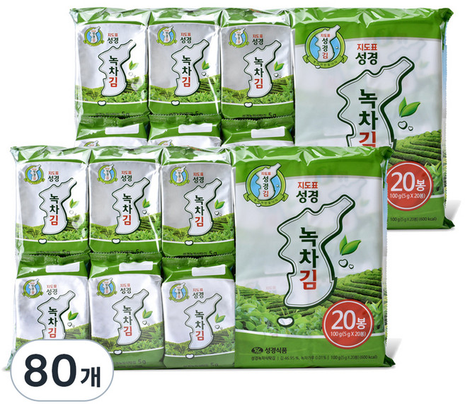 지도표성경 녹차식탁김, 5g, 80개