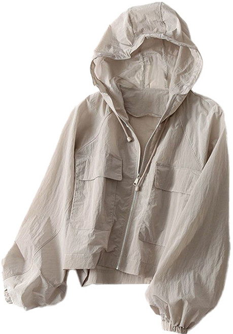 구디프 여성용 소프트 컬러 경량 바람막이 후드 자켓