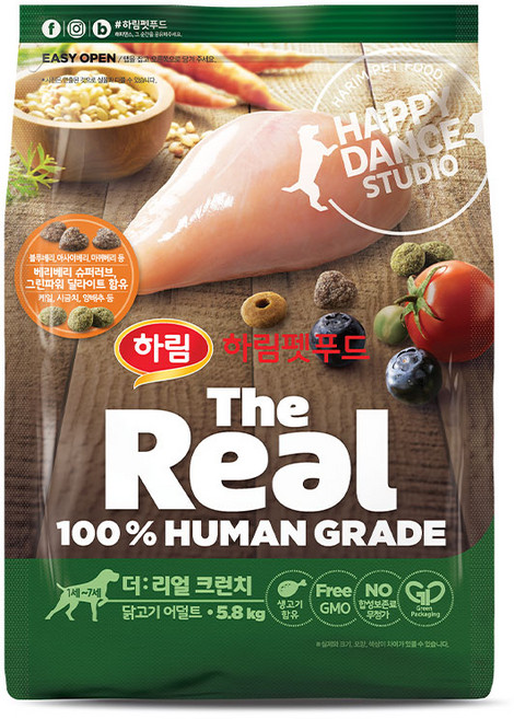 하림펫푸드 어덜트 강아지 더리얼 크런치 건식사료, 닭, 5.8kg, 1개