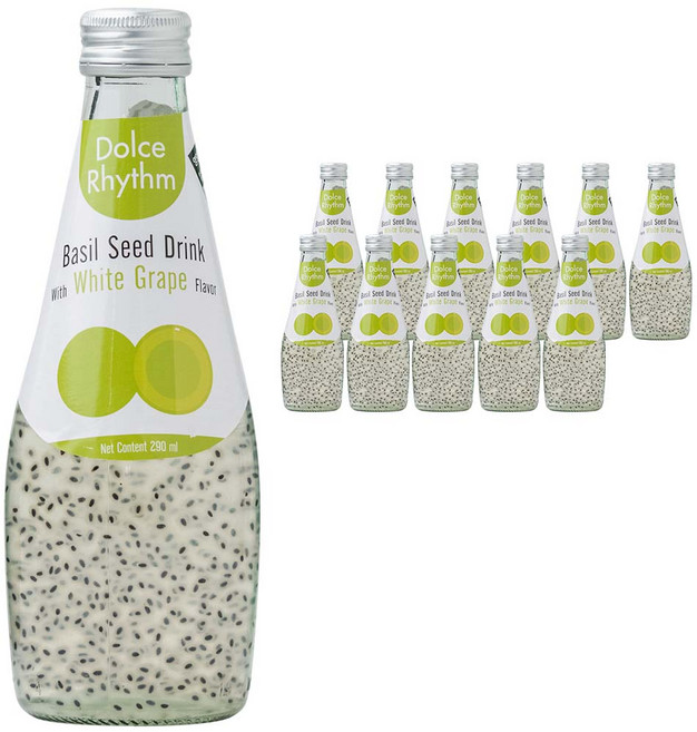 돌체리듬 바질씨드 드링크 청포도맛, 290ml, 12개