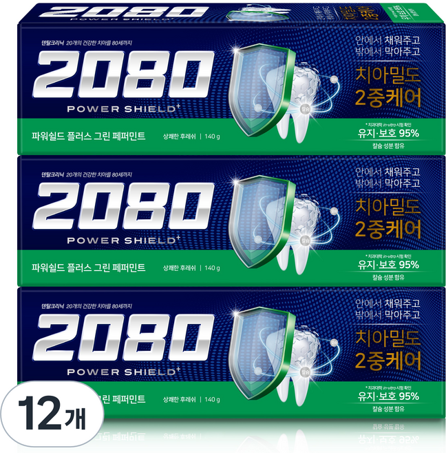 2080파워쉴드플러스그린페퍼민트, 12개, 140g