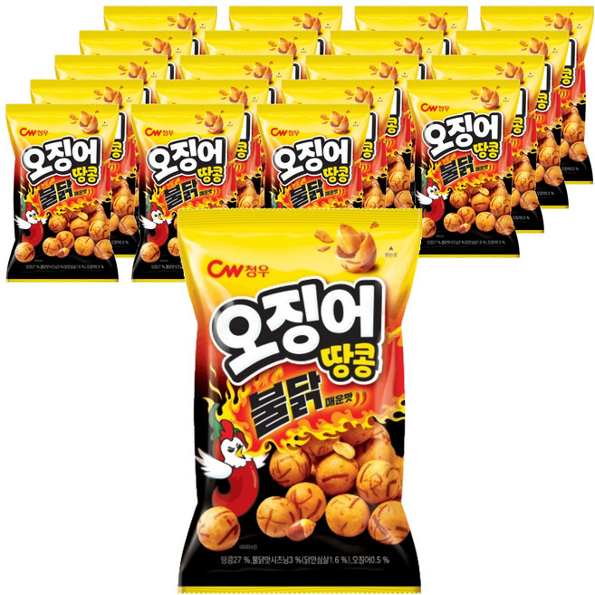청우식품 오징어땅콩 불닭맛 스낵, 90g, 20개