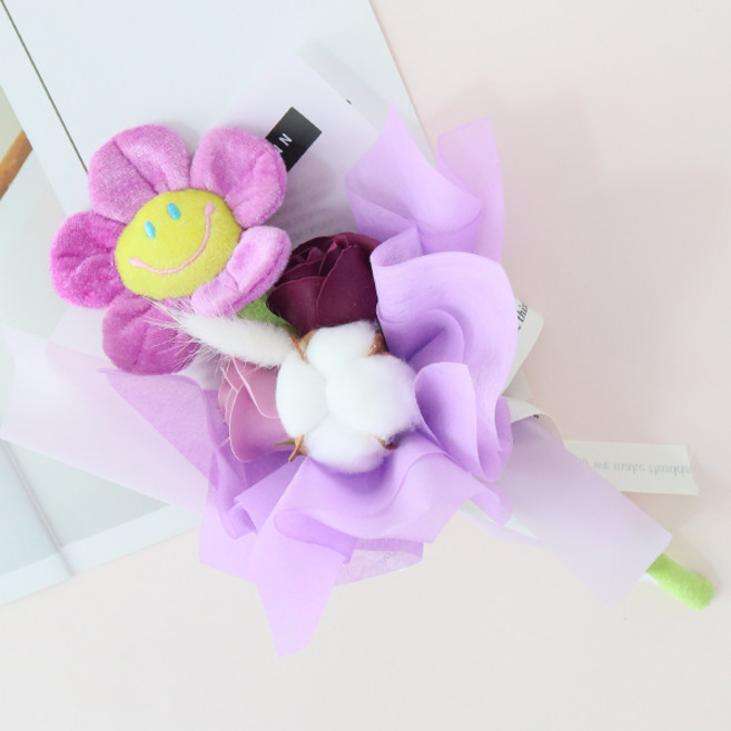 MORIANN 微笑花玩偶造型花束, 紫色, 1個