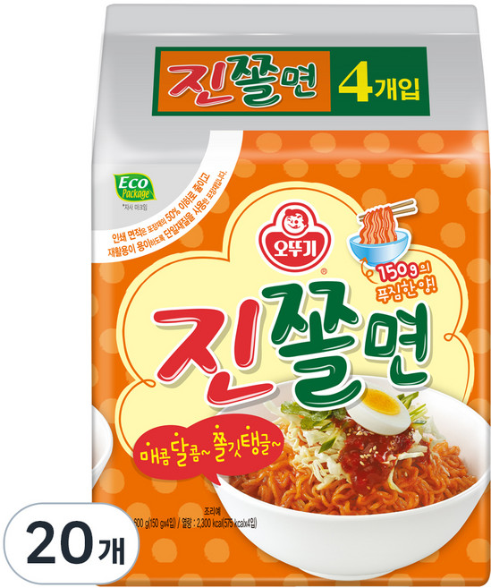 오뚜기 진짜쫄면, 150g, 20개