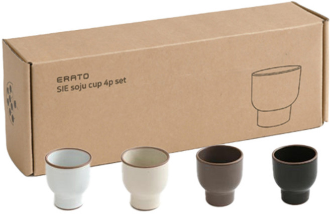 에라토 시에 도자기 소주잔 4종 선물세트, 1개, 소주잔 4p