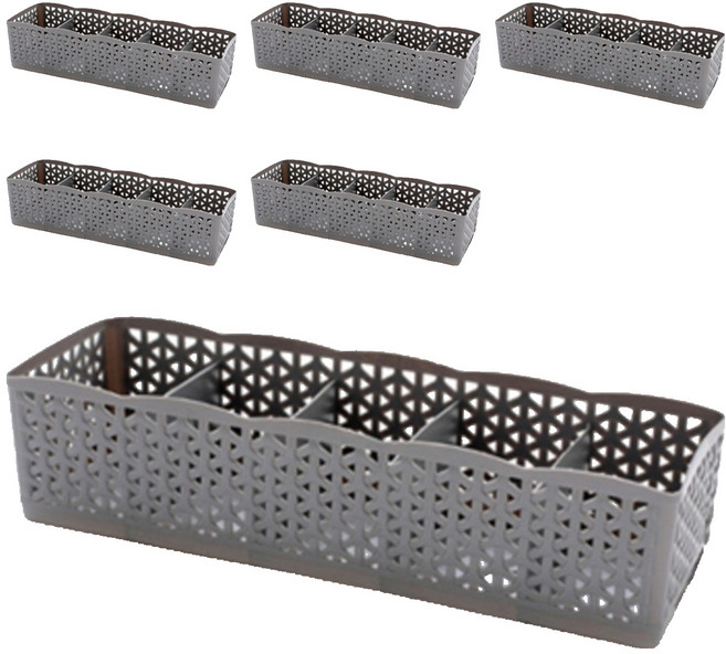 마켓감성 5칸 다용도 정리함, 그레이, 6개