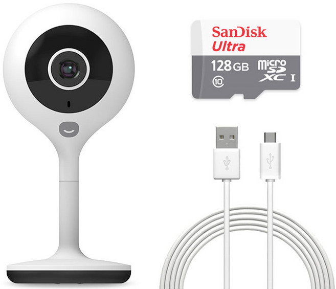 헤이홈 스마트 홈 카메라 실내용 + SD카드 128GB + 케이블 3m, GKW-IC054A, 1개