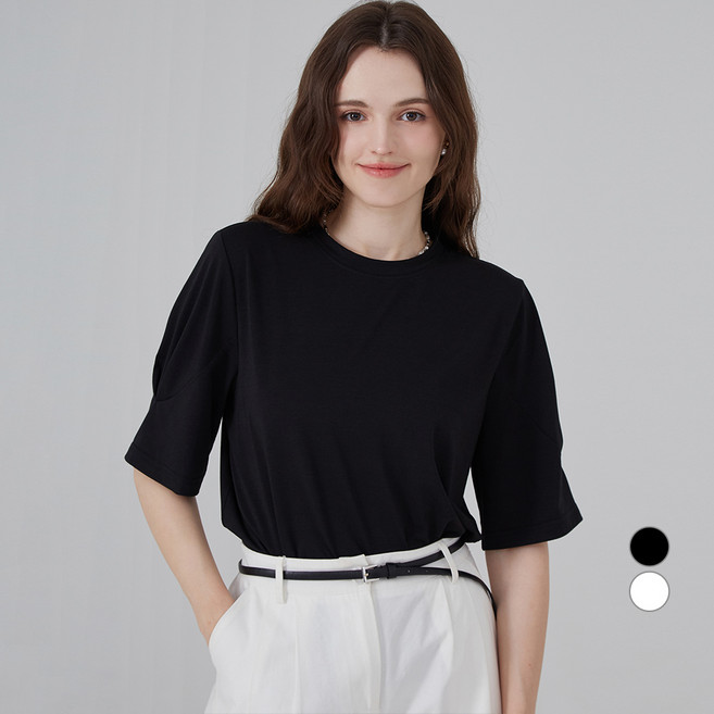 ELLE PARIS 여성용 루즈핏 퍼프슬리브 티셔츠