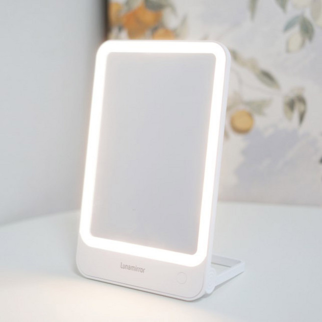 루나미러 LED 조명 탁상거울, 화이트, 1개