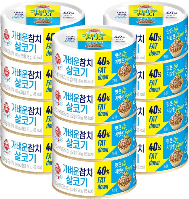 오뚜기 가벼운참치 살코기, 100g, 12개