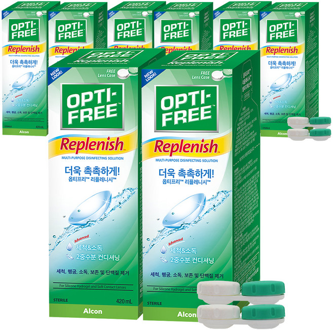 옵티프리 리플레니시 렌즈세정액 2p + 렌즈케이스 2p, 420ml, 8개