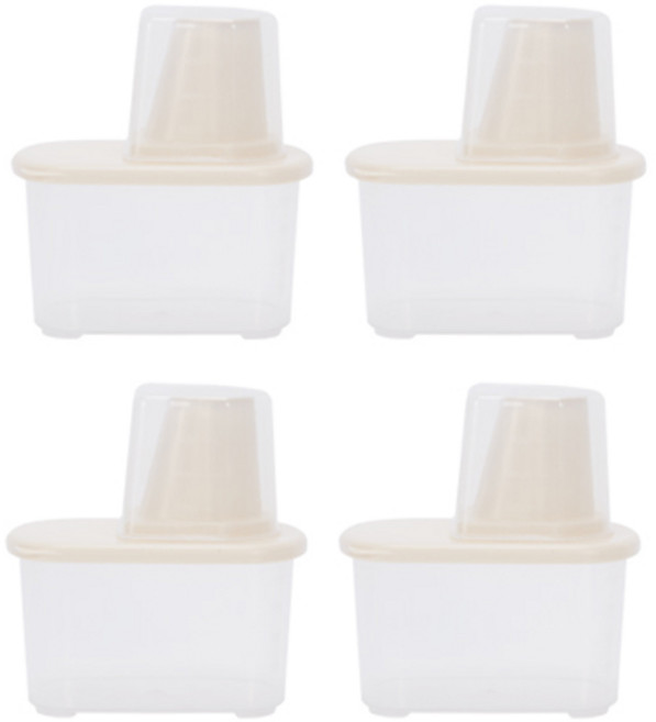 가루 세제 용기 500ml 4p + 투명 네임 스티커 6종 세트, 혼합색상, 1세트