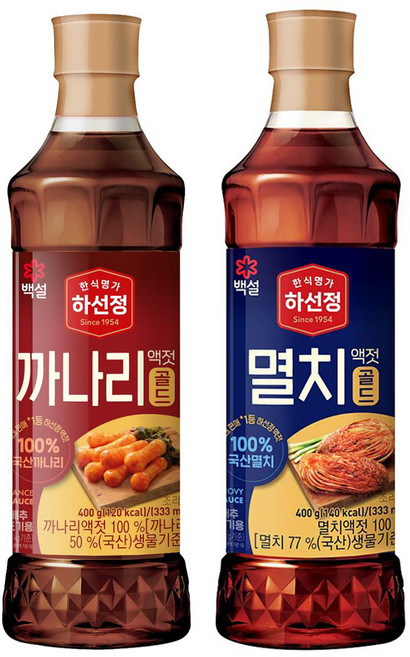 하선정 까나리 액젓골드 400g + 멸치액젓 400g, 1세트