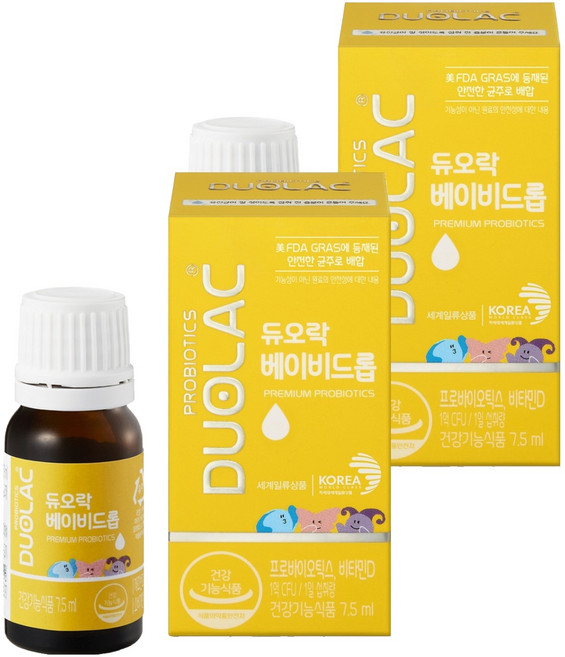 듀오락 베이비 드롭 프로바이오틱스 플러스 비타민D, 2개, 7.5ml
