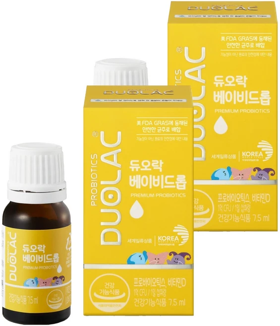 듀오락 베이비 드롭 프로바이오틱스 플러스 비타민D, 2개, 7.5ml - 쿠팡