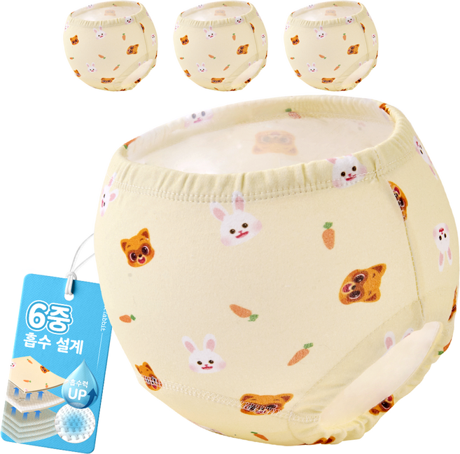 아띠래빗 유아용 순면 6중 배변훈련팬티, 로티 프렌즈, 4개