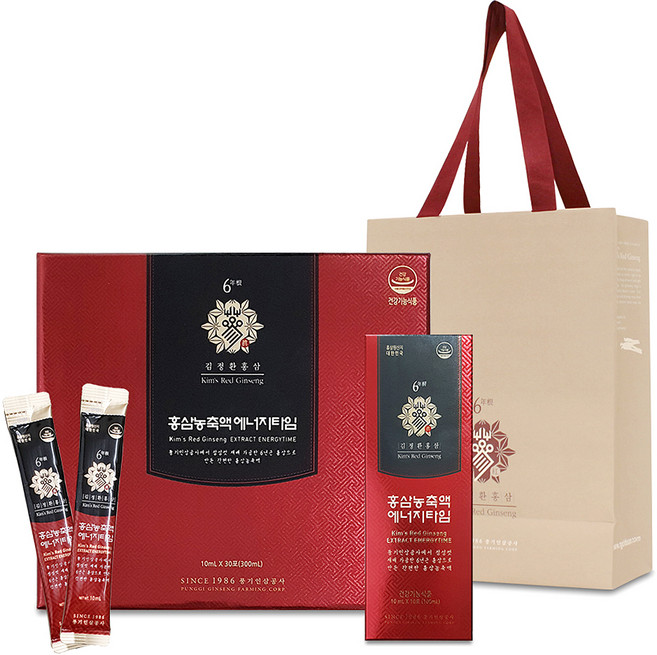 김정환홍삼 에너지타임 홍삼 농축액 + 쇼핑백, 10ml, 30개