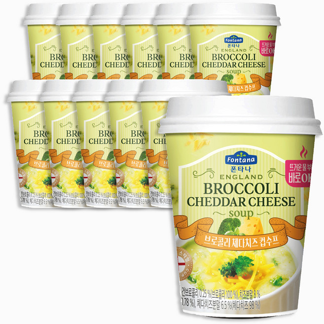 폰타나 잉글랜드 브로콜리 체다치즈 컵수프, 20g, 12개