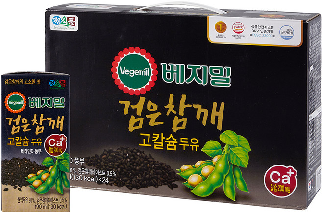베지밀 검은 참깨 고칼슘 두유, 190ml, 24개