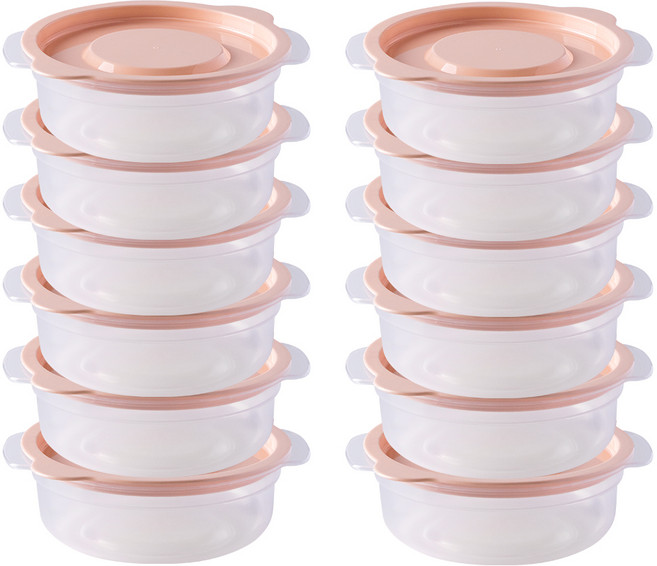 제오닉 라이스나이스 냉동 밥 보관 용기 핑크, 12개, 420ml