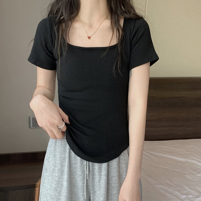 엘쏘 여성용 통기성 원조 베이직 반팔 티셔츠