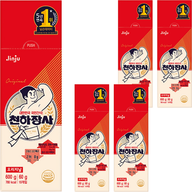 진주햄 천하장사 오리지날 소시지, 600g, 5개