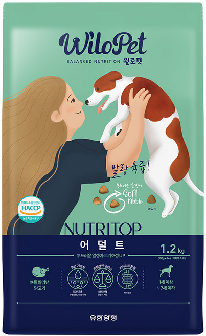 윌로펫 전연령 강아지 뉴트리탑 소프트 기능성 사료, 닭, 1.2kg, 1개