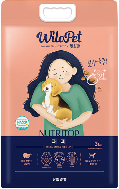 윌로펫 퍼피 뉴트리탑 소프트 사료, 닭, 3kg, 1개