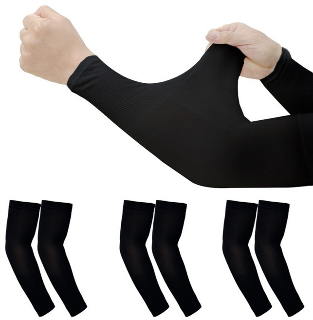 해피제이 아이스 아웃도어 UV차단 팔토시, 블랙, 6개