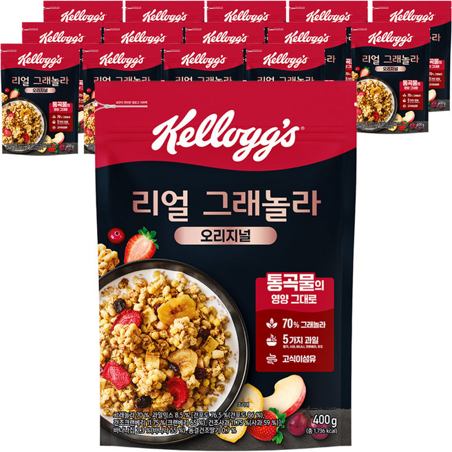 켈로그 리얼 그래놀라 오리지널 시리얼, 400g, 15개