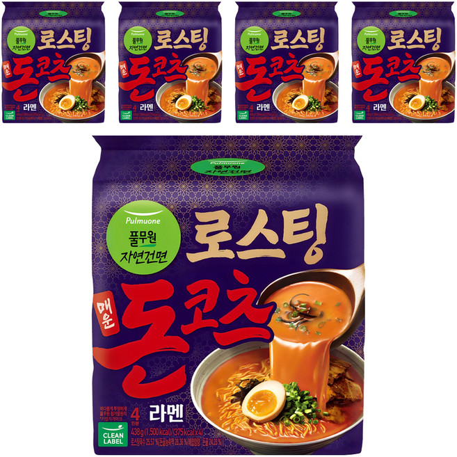 풀무원자연건면 로스팅 매운 돈코츠 라멘 109.5g, 20개