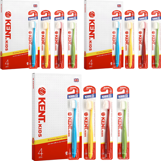 켄트 어린이용 칫솔 세트, 혼합색상, 4개입, 3개