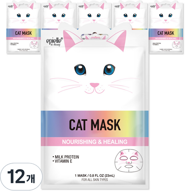 에피엘르 캐릭터 마스크팩 화이트 고양이, 1개입, 12개
