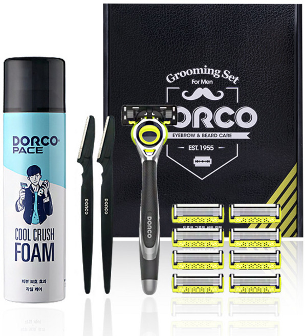 도루코 페이스 쓰리디 모션 그루밍 면도기 풀세트, 면도기 + 날 8p + 눈썹칼 2p + 쿨크러쉬폼 250ml, 1세트