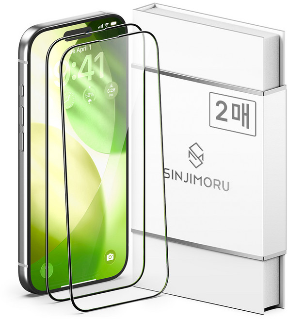 신지모루 풀커버 하이브리드 강화유리 액정보호필름 2p 세트, 1세트