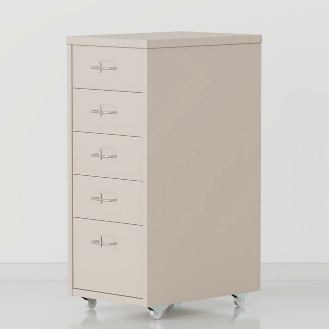 하비티 모던 베이직 심플 철제 서랍장, 베이지, 5단