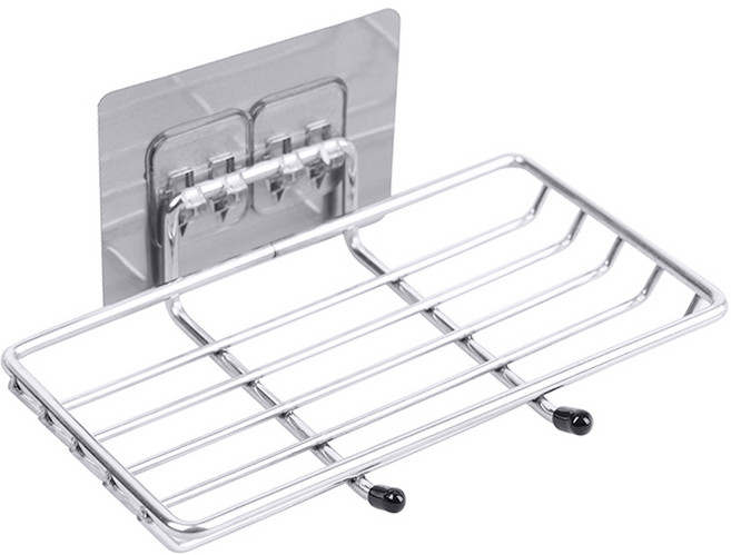 생활공식 스테인리스 무타공 비누받침대, 실버, 1개