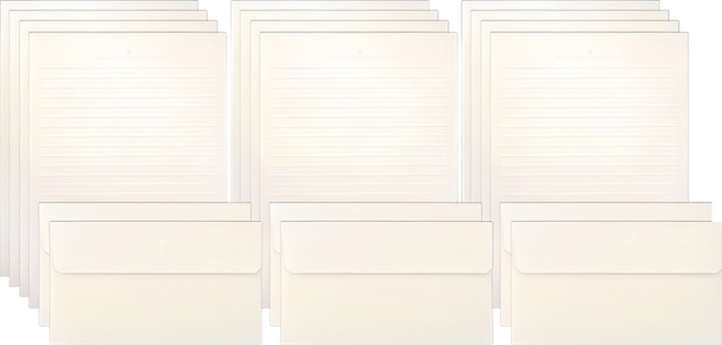 2Youngdesign 彩虹粉彩信紙12入+信封6入組 - 奶油色, 1組, 乳霜