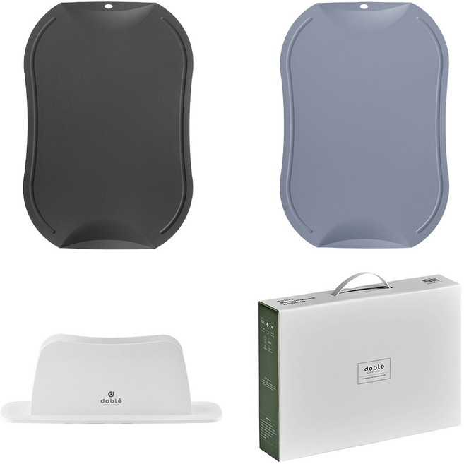 도블레 칼집나지 않는 도마 중 차콜 + 블루그레이 + 거치대 세트, 1세트, 도마 중 차콜 + 블루그레이 + 스탠드