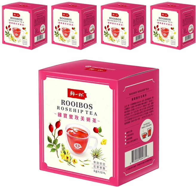 鮮一杯 國寶蜜玫美妍茶, 5g, 12包, 5盒