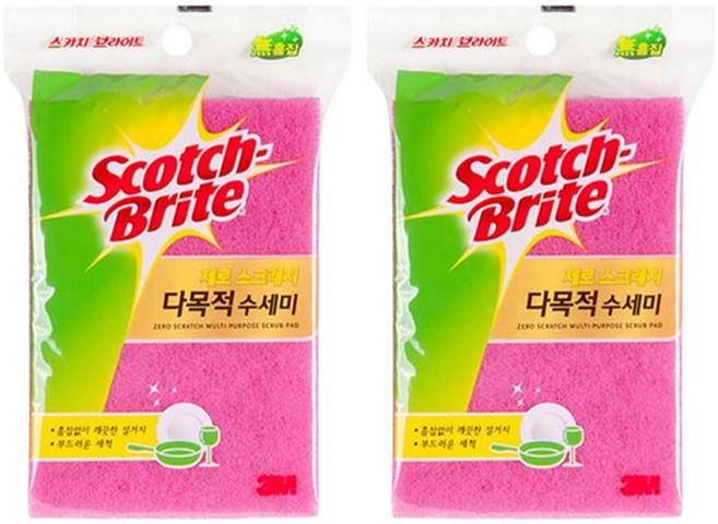 스카치브라이트 제로스크래치 다목적 수세미, 1개, 2개
