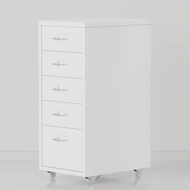 하비티 모던 베이직 심플 철제 서랍장, 화이트, 5단