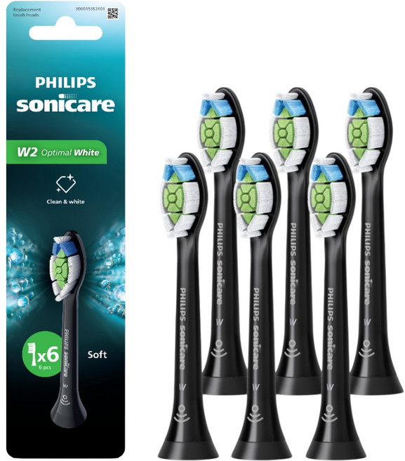 PHILIPS 飛利浦 韓國 Sonicare Optimal White 牙刷刷頭 黑色 6入, HX6066/91, 1個