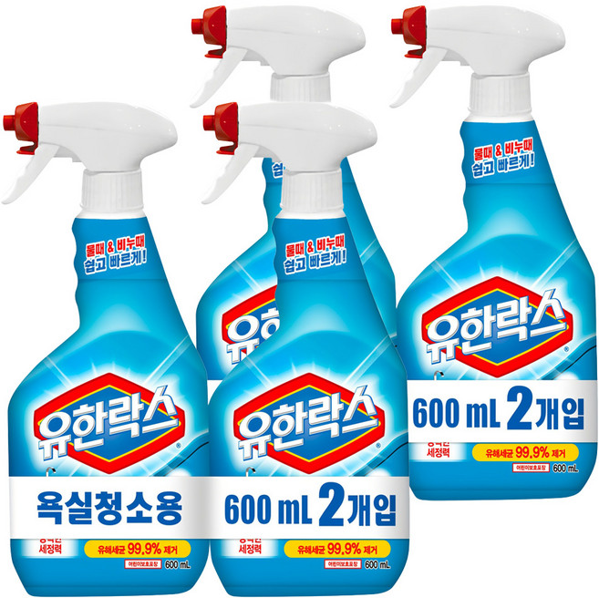 유한락스 욕실청소용 세정제, 600ml, 4개