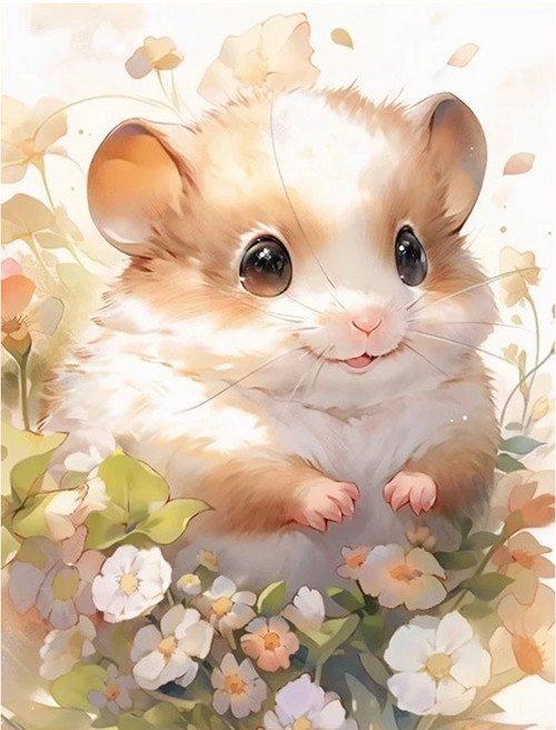 創彩 鑽石畫 ZSD3504, 倉鼠和花, 1個
