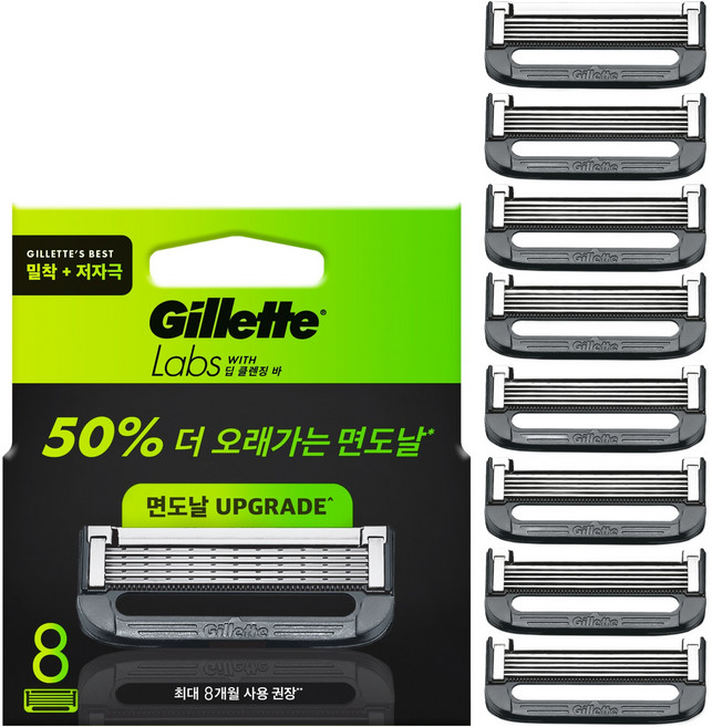 질레트랩스 정품 딥클렌징바 면도날, 8개입, 1개